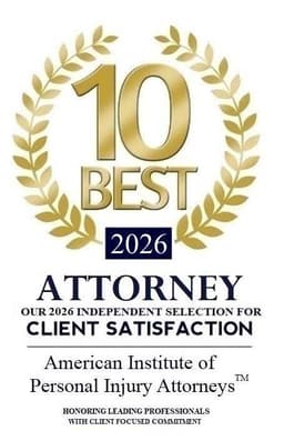10 Best 2026 Attorney Client Satisfaction badge, American Institute of Personal Injury Attorneys